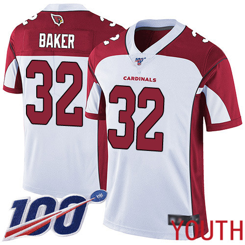 Arizona Cardinals Limited White Youth Budda Baker Road Jersey NFL Football #32 100th Season Vapor Untouchable